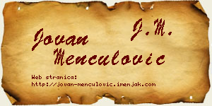 Jovan Menčulović vizit kartica